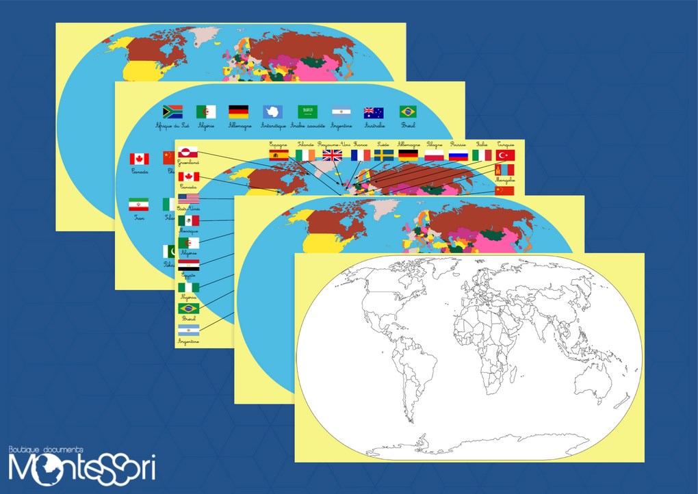 Géographie - Carte de contrôle pour le jeu des drapeaux