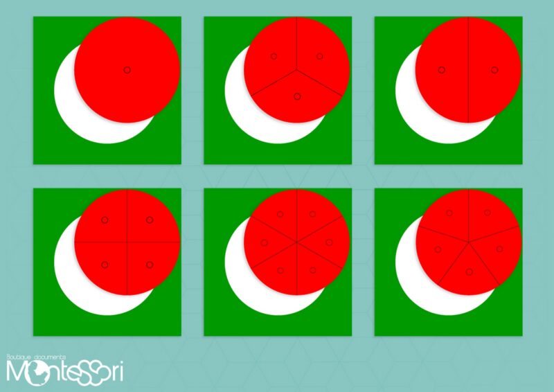 Cercles des fractions Montessori