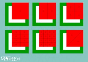 Carrés des fractions Montessori
