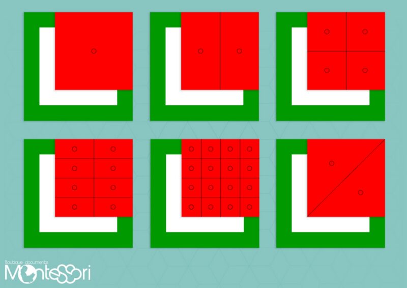 Carrés des fractions Montessori