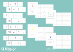 Bandes de calcul +, -, ×, ÷ - Cursive