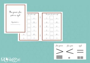 Fiches plus petit, plus grand ou égal - Cursive