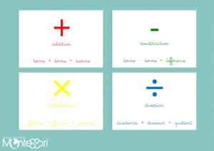 Vocabulaire 4 opérations - Cursive