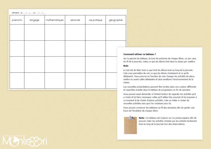 Registre des activités 3-6 & 6-9 ans