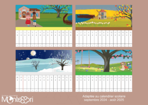 Poutre du temps calendrier scolaire - couleur