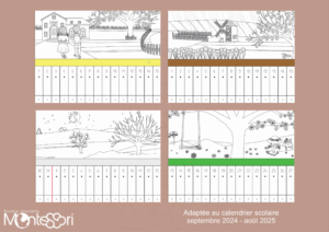 Poutre du temps calendrier scolaire - dessin