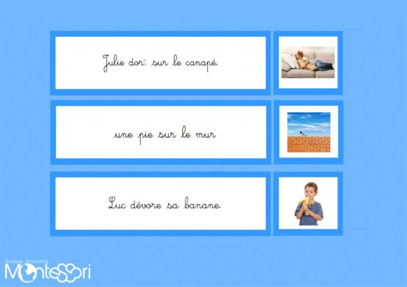 Compréhension de phrases - série bleue