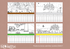 Poutre du temps calendrier scolaire - dessin 2026/27