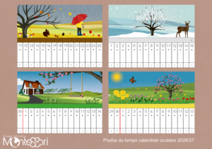 Poutre du temps calendrier scolaire - couleur 2026/27